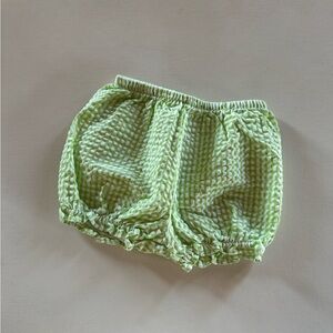 Baby girl green and white gingham ruffle crepe bloomers